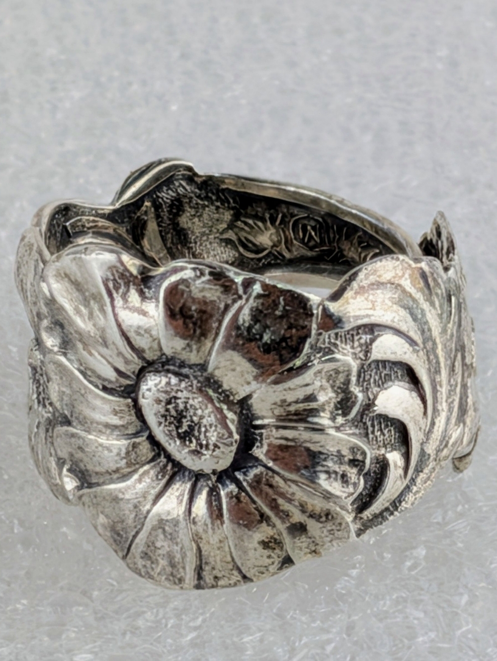 Vintage Sterling Silver Daisy Spoon Ring